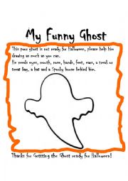 English Worksheet: My Funny Ghost - Halloween