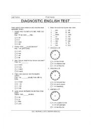 English Worksheet: Diagnostic English Test