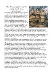 English Worksheet: The Amazing Journey of Lewis, Clark and Sacagawea