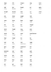 English Worksheet: irregular past tense cards