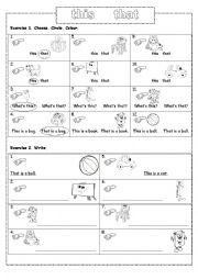 English Worksheet: this...that for young learners