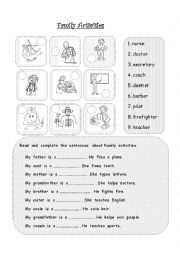 English Worksheet: Family Activities