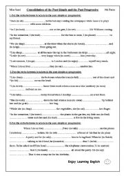 English Worksheet: Simple past and past progressive