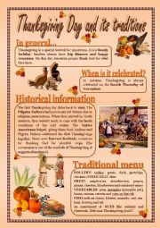 English Worksheet: THANKSGIVING DAY and its traditions