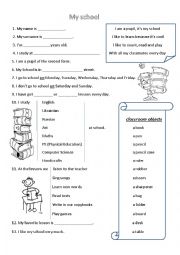 English Worksheet: My school