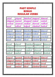 English Worksheet: Past Simple regular verbs BINGO GAME 