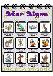 English Worksheet: Star Signs Poster