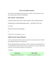 English Worksheet: Direct and Indirect speech