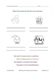 English Worksheet: Match sentences with the correct picture