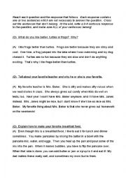 English Worksheet: Extraneous information in a response