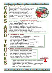 English Worksheet: Cars and trucks