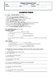 worksheet  / test on Passive Voice