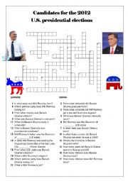 English Worksheet: 2012 U.S. presidential candidates - Crossword