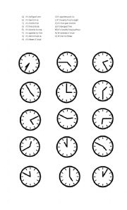 English Worksheet: matching the time