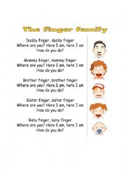 English Worksheet: Finger family song and puppets
