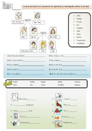 English Worksheet: review test family and pets