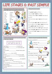 English Worksheet: Life Stages & Past Simple