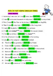 English Worksheet: Past Simple with regular verbs