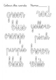 English Worksheet: Colour the words