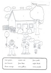 English Worksheet: Read and colour