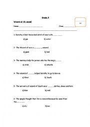 English Worksheet: wizard of oz