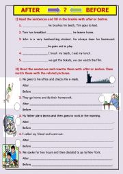 English Worksheet: AFTER-BEFORE