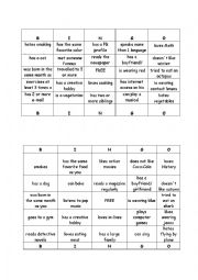 English Worksheet: Bingo - a meeting activity
