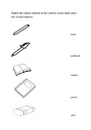 School Objects Matching Worksheet