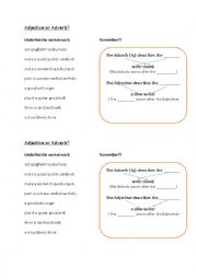 English Worksheet: Adjective or Adverb?