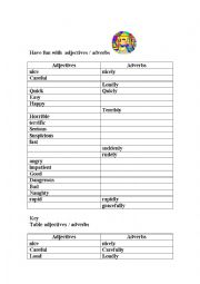 English Worksheet: Have fun with adverbs and adjectives