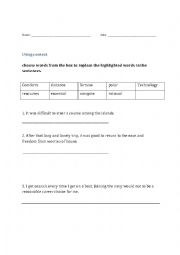 English Worksheet: using context 