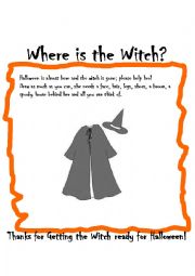 English Worksheet: Where is the Witch? - Halloween