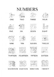 English Worksheet: Numbers 1-20