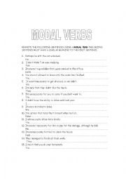 English Worksheet: MODAL VERBS