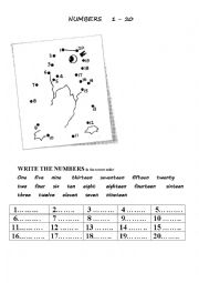 practice numbers 1 - 20