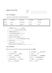 English Worksheet: Adventures Starters: Unit 1 Test