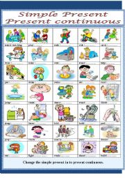 English Worksheet: Present simple/Present continuous