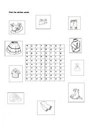 English Worksheet: Clothes Word Search