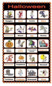 English Worksheet: Halloween Pictionary 1/2