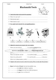 English Worksheet: Blacksmith Tools