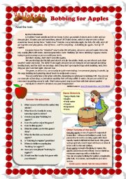 English Worksheet: Bobbing for Apples (reading comprehension)