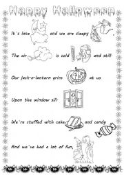 English Worksheet: Halloween poem with pictures
