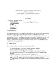 English Worksheet: Conversational English Syllabus