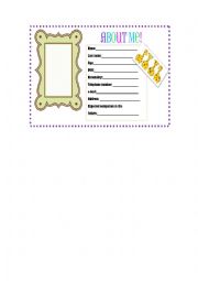 English Worksheet: About me