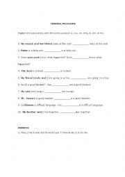 English Worksheet: Personal Pronouns