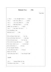 English Worksheet: Because you loved me