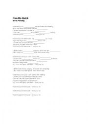 English Worksheet: Song activity: Kiss me quick - Elvis Presley