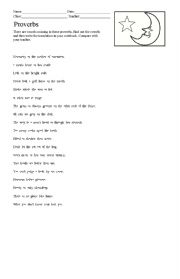 English Worksheet: The proverbs