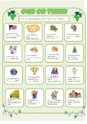 English Worksheet: Our Their