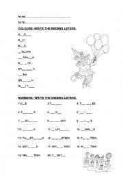 English Worksheet: missing letters